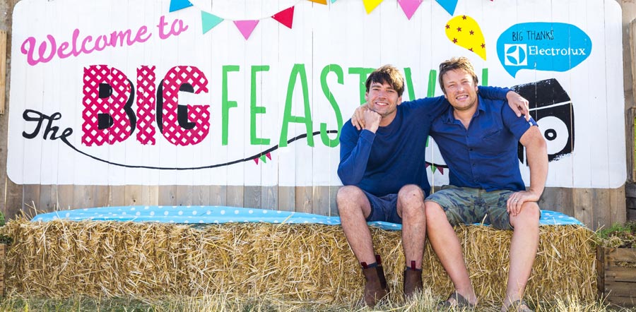 Alex James and Jamie Oliver at the Big Feastival