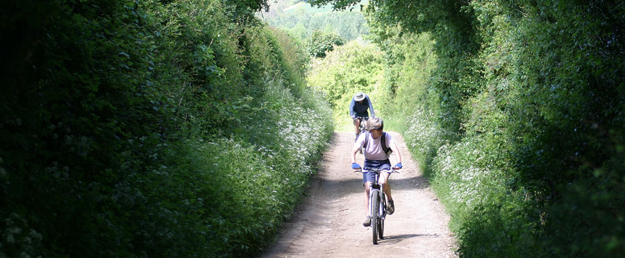 Cycling down a quiet bridleway