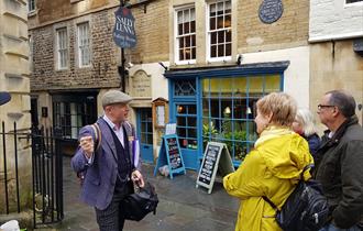 Savouring Bath guide outside Sally Lunns bakery