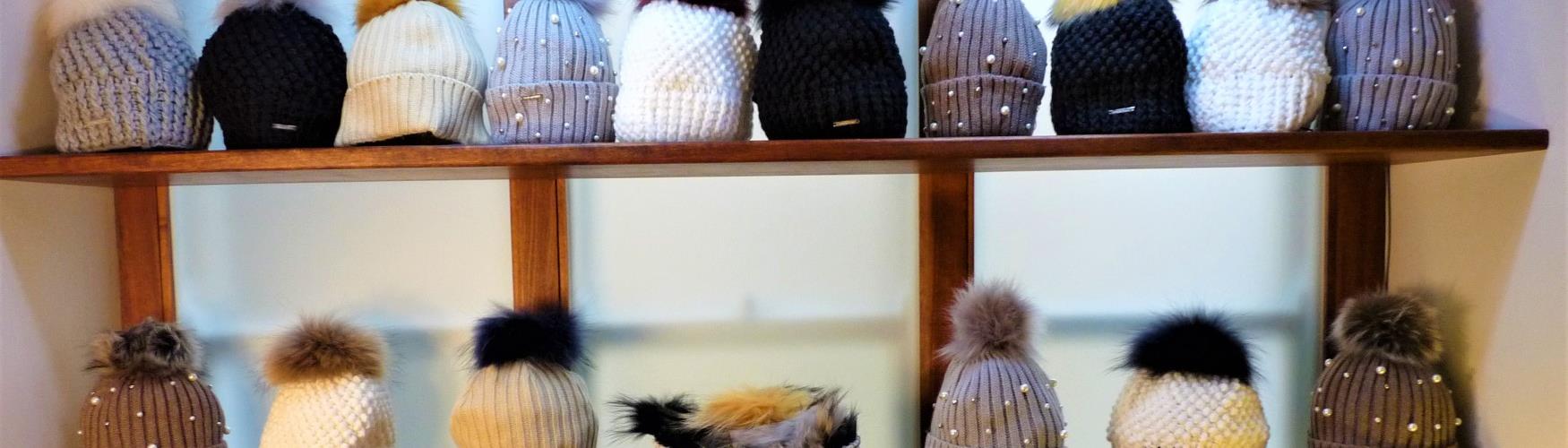 Woolly hats at Slate Clothing in Burford