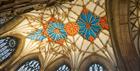 The ornate ceiling in Tewkesbury Abbey